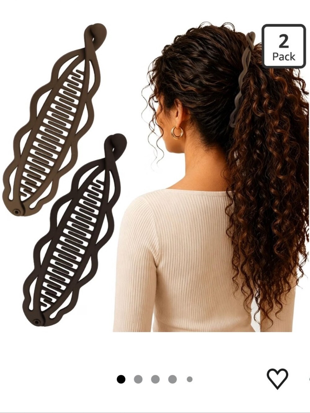 Banana Clips Hair for Thick Hair - 6.69 Inch, Brown & Coffee, 2Pcs